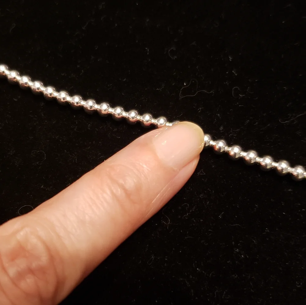 NWOT 925 Stamped Silver Beaded Bracelet, Delicate, 8" Long, Lobster Clasp - Picture 3 of 5